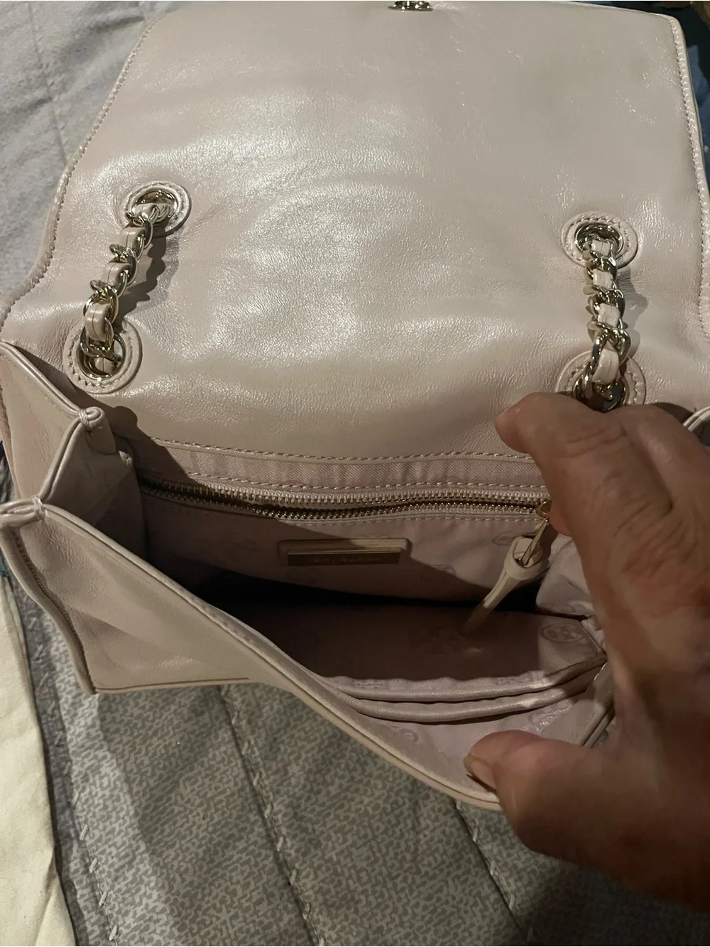 Tory Burch Quilted Leather Chain-strap Shoulder Bag in Light Beige